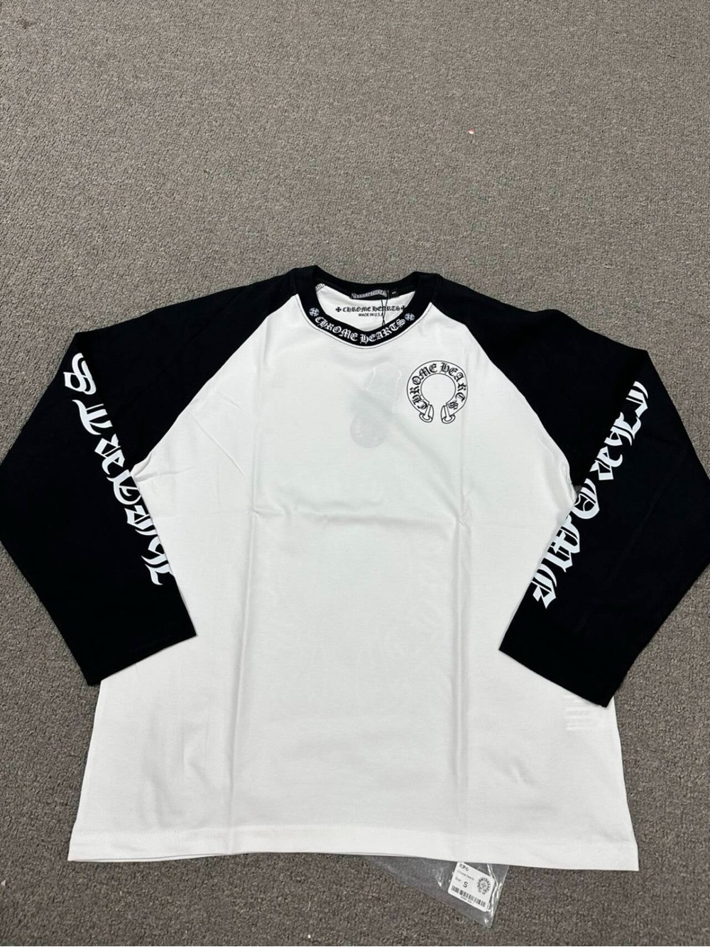 Chrome Hearts Black & White Raglan Baseball Long-Sleeve Tee